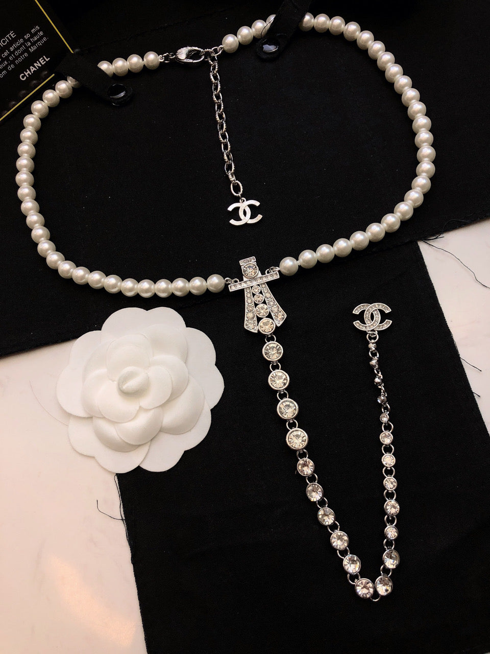 CHANEL Crystal Long Necklace