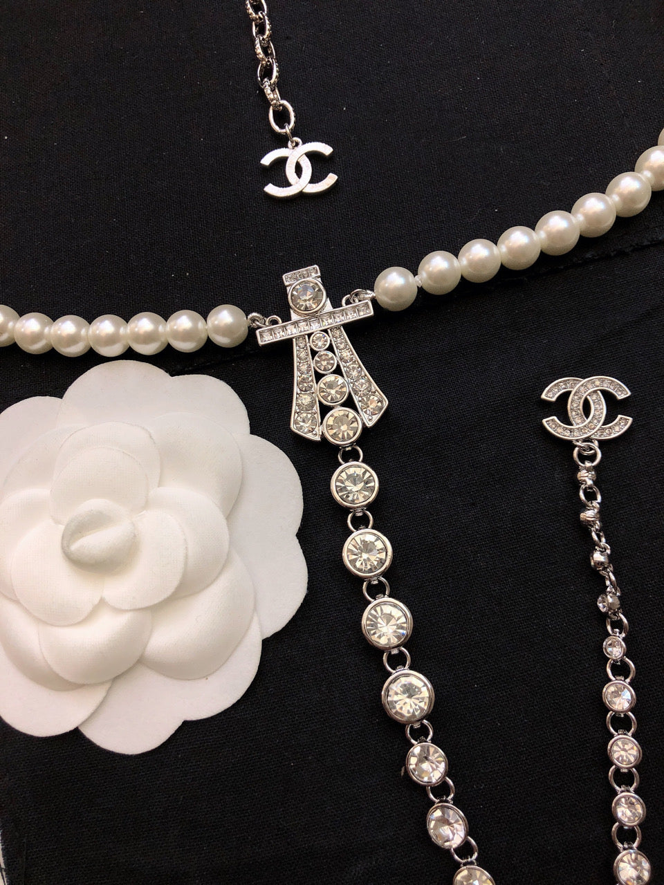 CHANEL Crystal Long Necklace