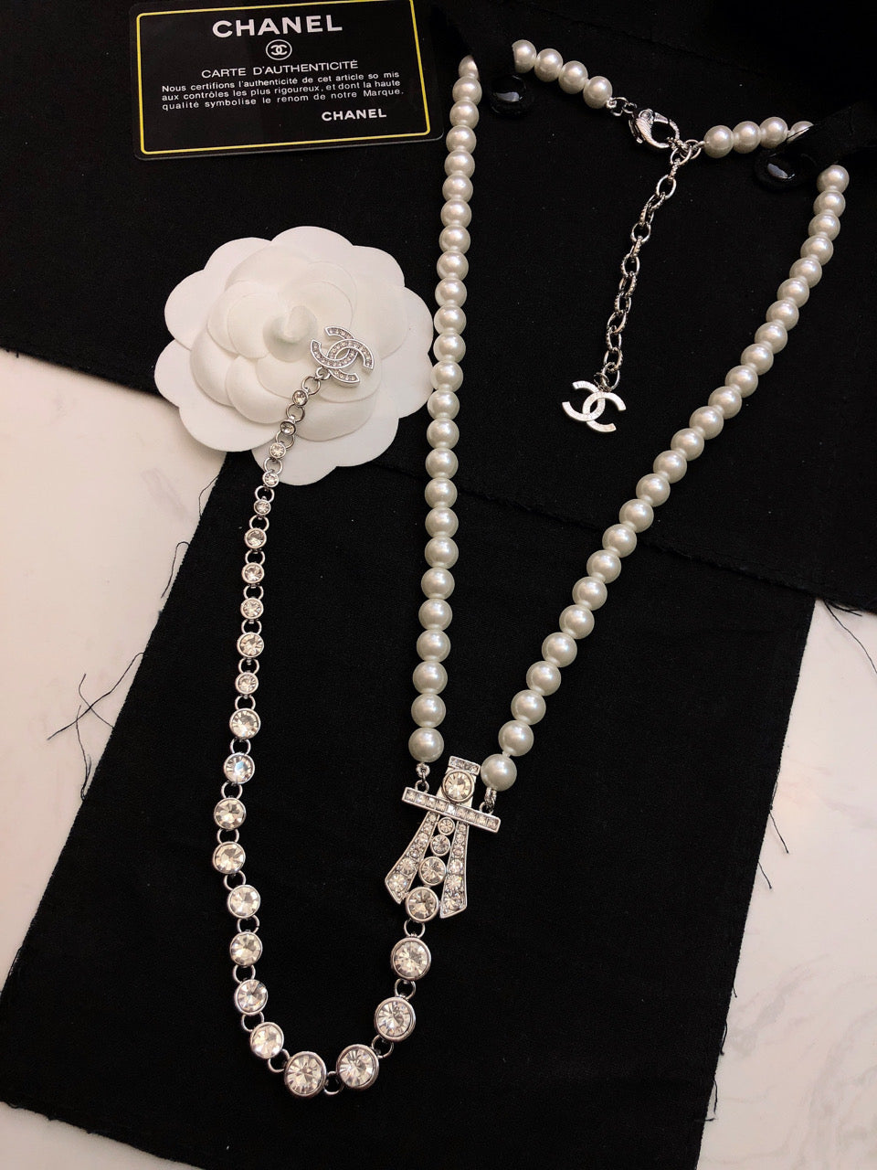 CHANEL Crystal Long Necklace