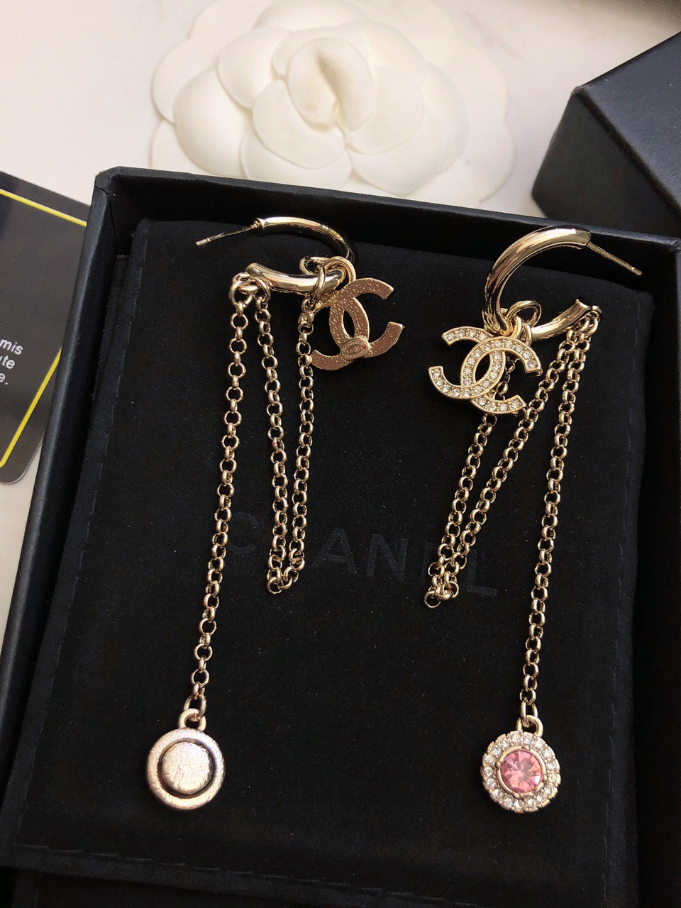 CHANEL Crystal Double-C Tassel Pendant Necklace