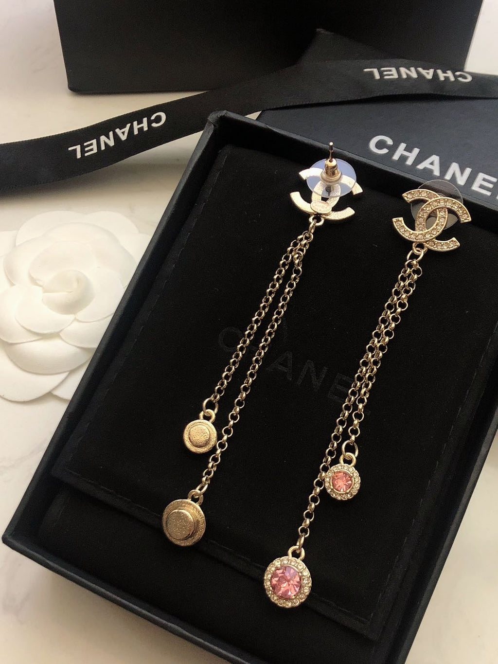 CHANEL P60 Crystal Double-C Tassel Pendant Necklace