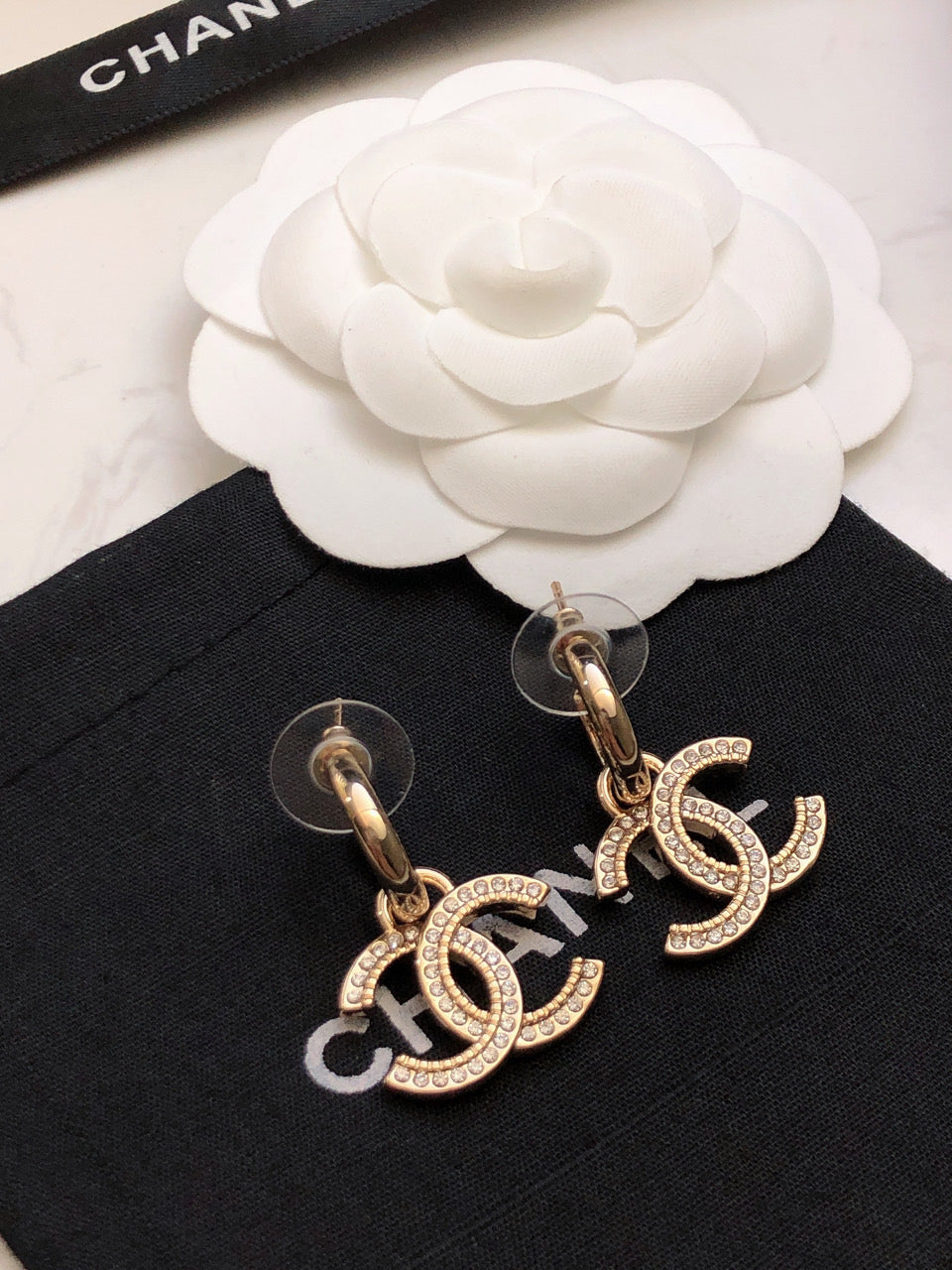 CHANEL Crystal Double-C Earrings