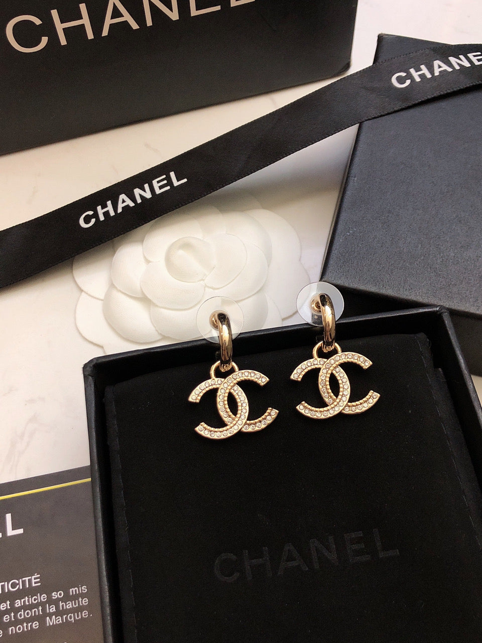 CHANEL Crystal Double-C Earrings