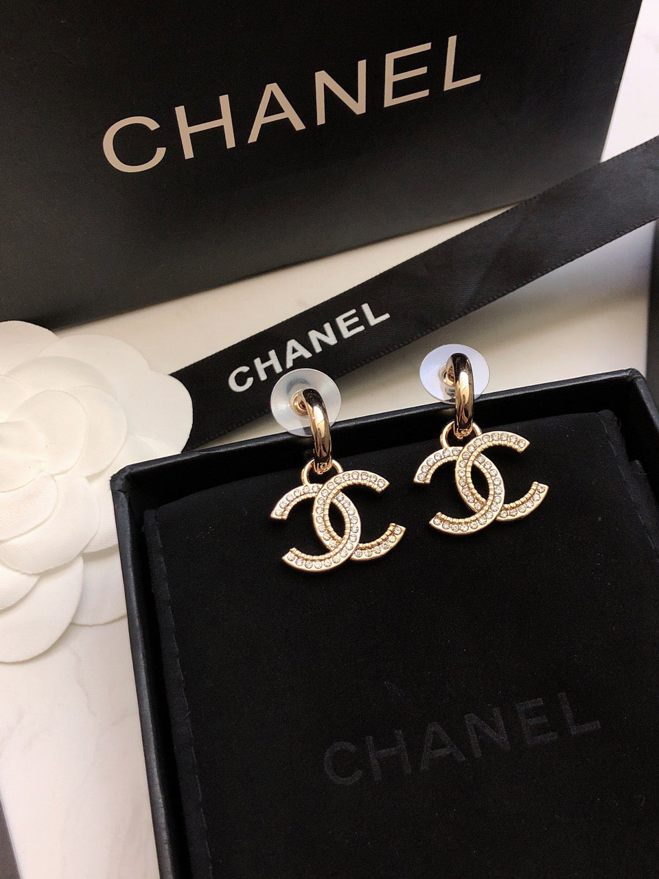 CHANEL Crystal Double-C Earrings