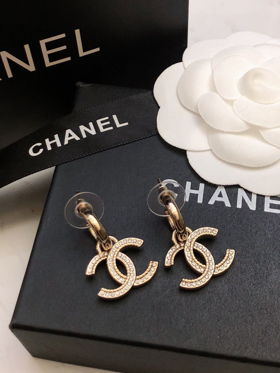 CHANEL Crystal Double-C Earrings