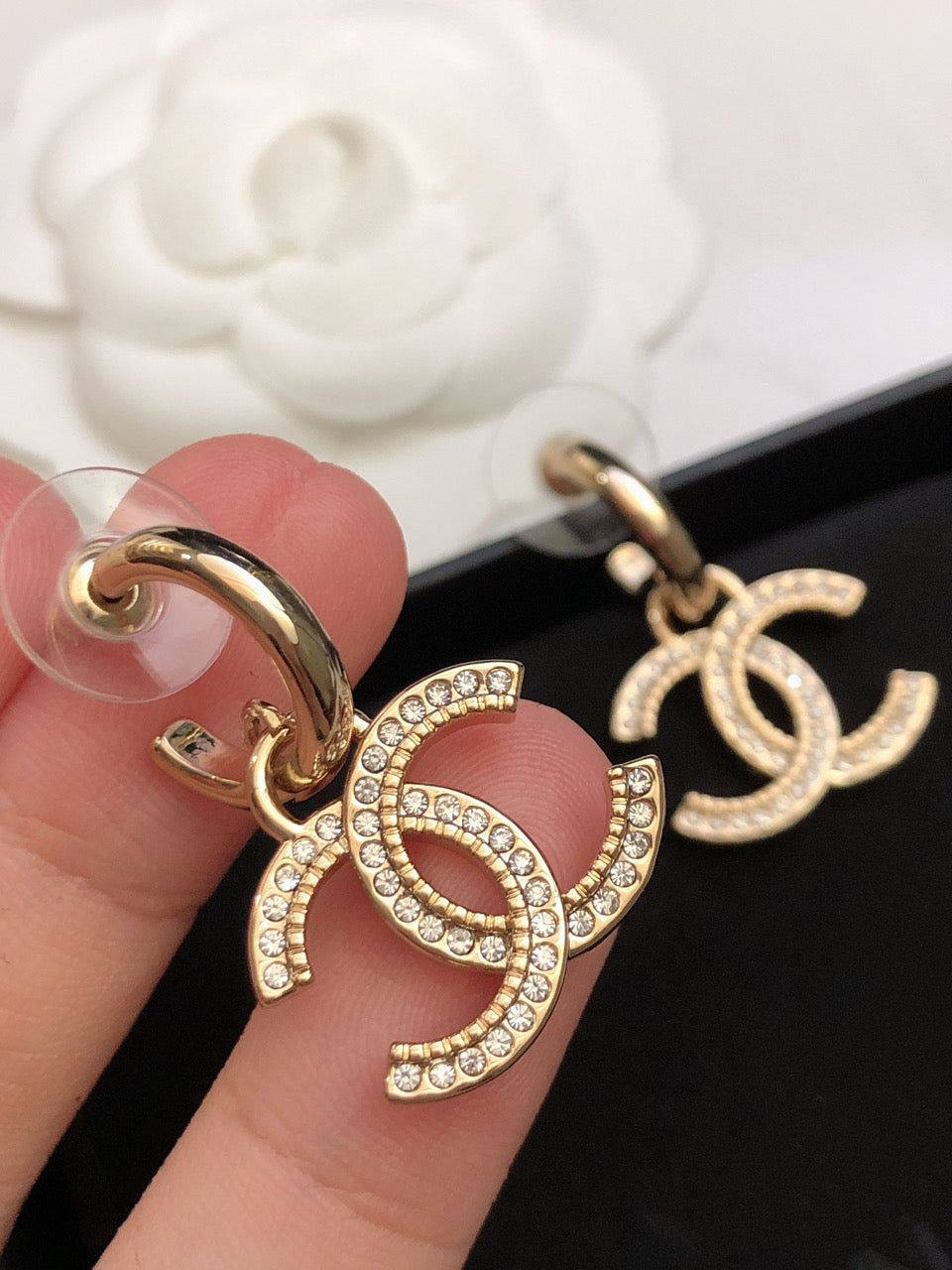CHANEL Crystal Double-C Earrings