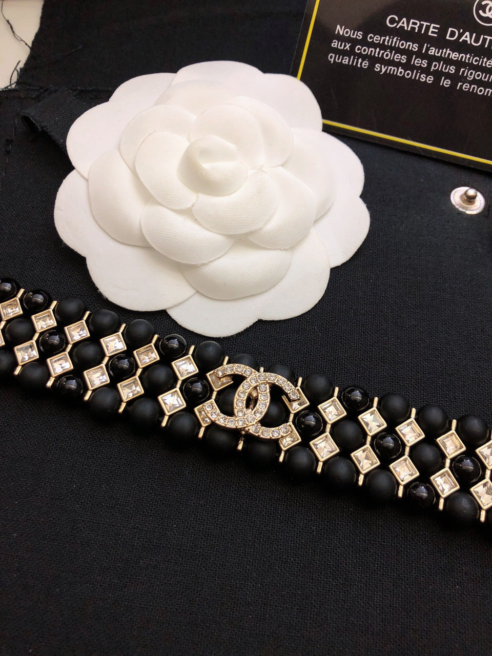 CHANEL Pearl Crystal Double-C Long Necklace