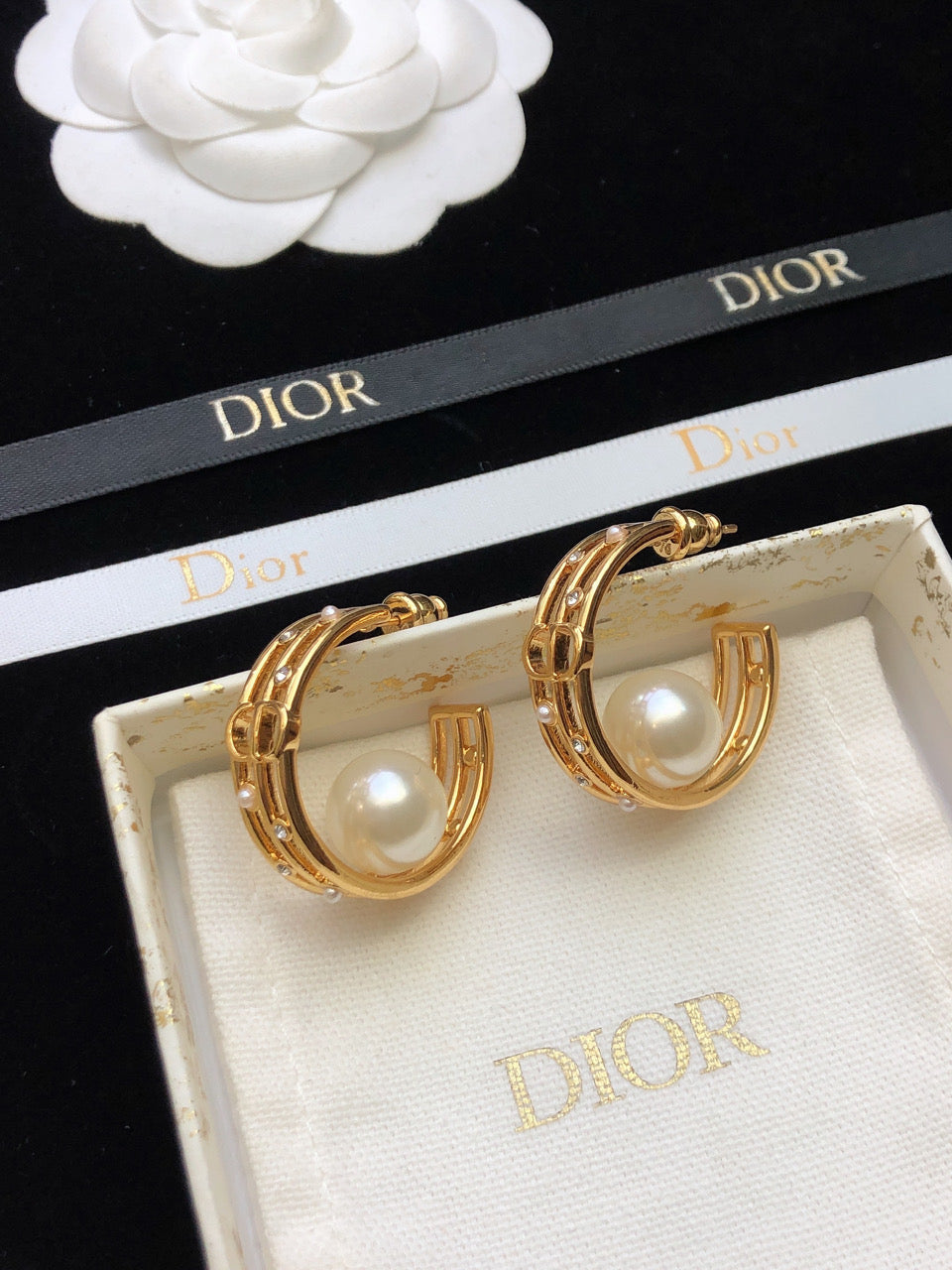 DIOR Pearl Crystal Earrings