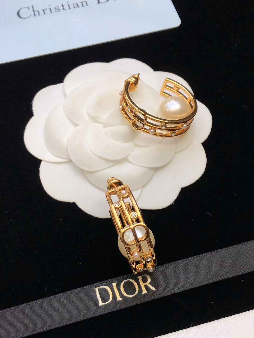 DIOR Pearl Crystal Earrings
