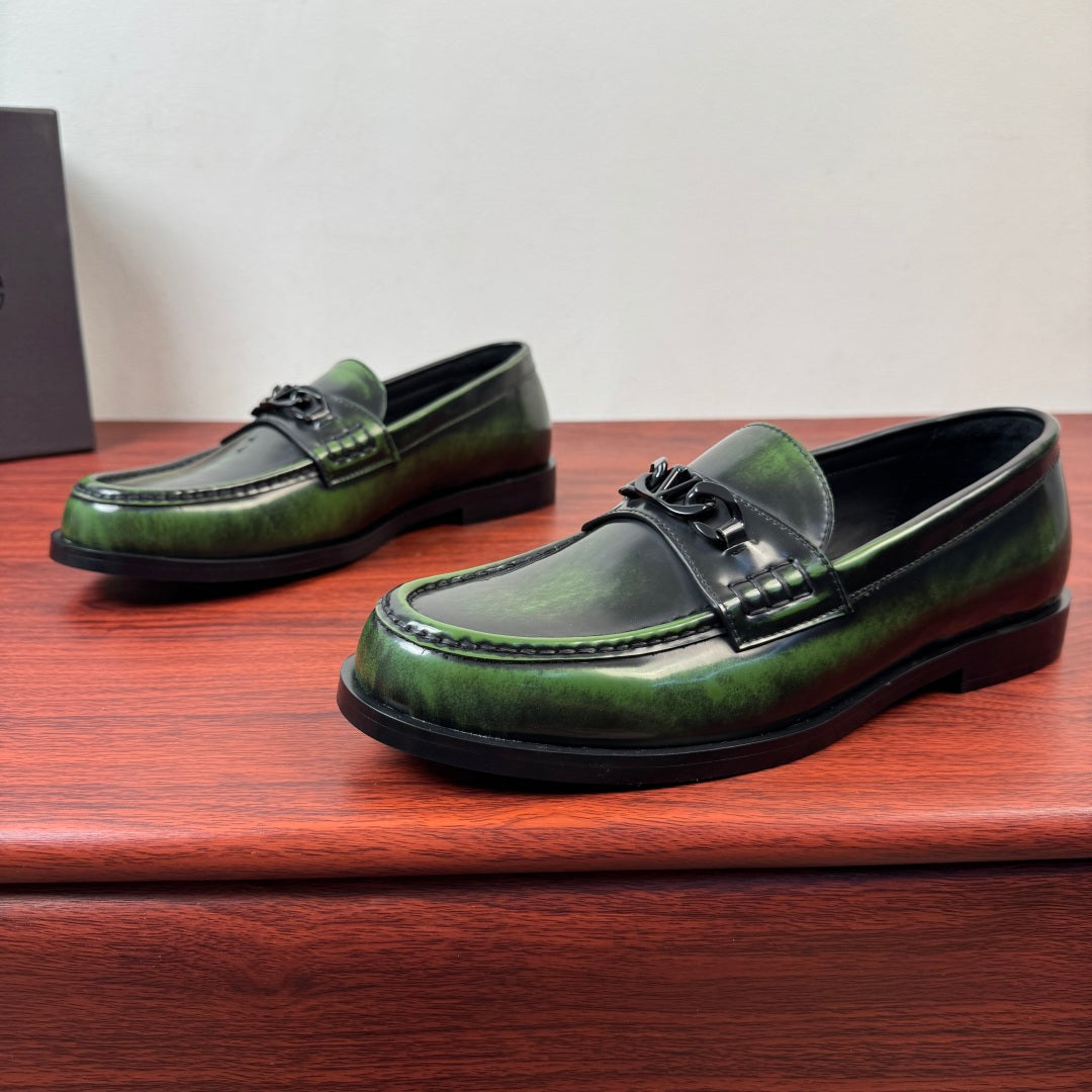 Valentino Distressed Finish Loafers | Burnished Slip-On Style