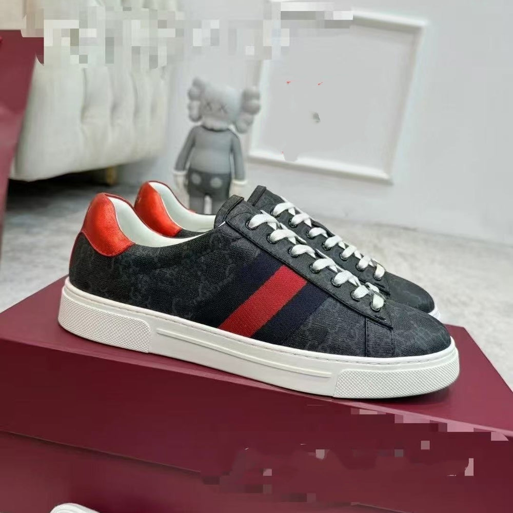 Gucci Ace Low-Top Sneaker — Web Stripe, Smooth & GG Embossed Leather