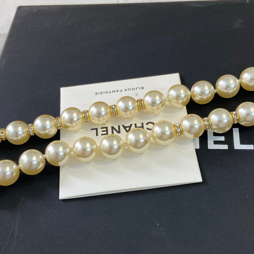 CHANEL CC Long Pearl Necklace | Statement Jewelry